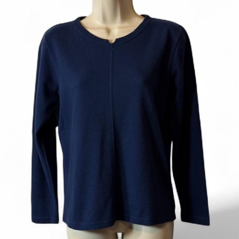 Vintage 90s Sag Harbor Navy Waffle Knit Top, Women's Size M